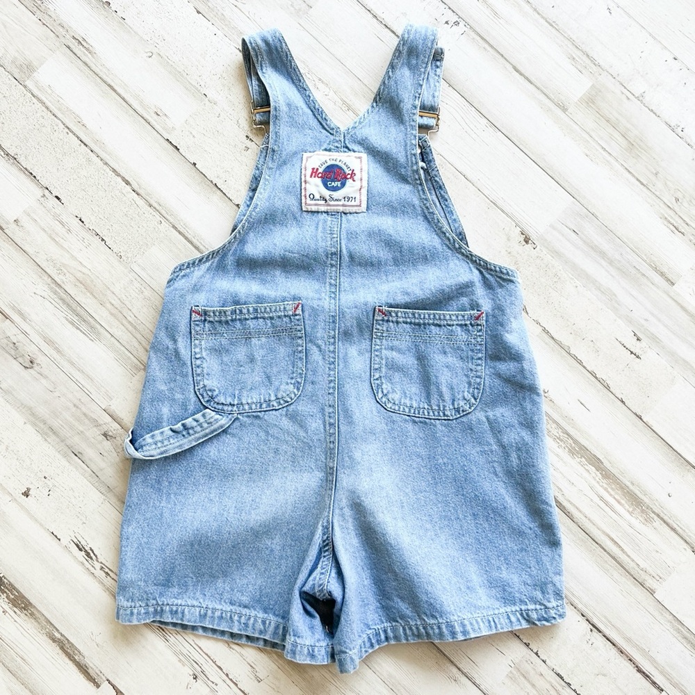 Vintage Y2K Hard Rock Cafe Save The Planet Denim Shortalls Kids Boys Sz 6 (read) - Picture 4 of 14